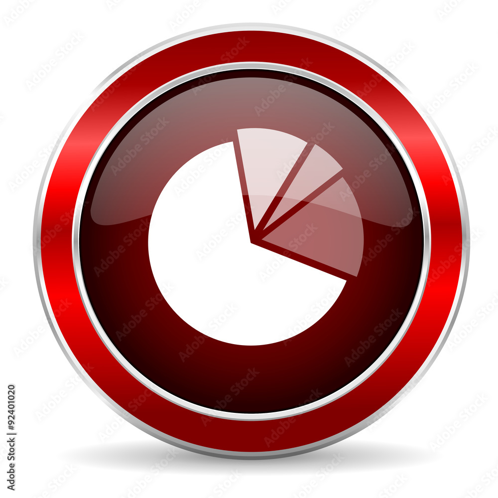 diagram red circle glossy web icon, round button with metallic border diagram red circle glossy web icon, round button with metallic border