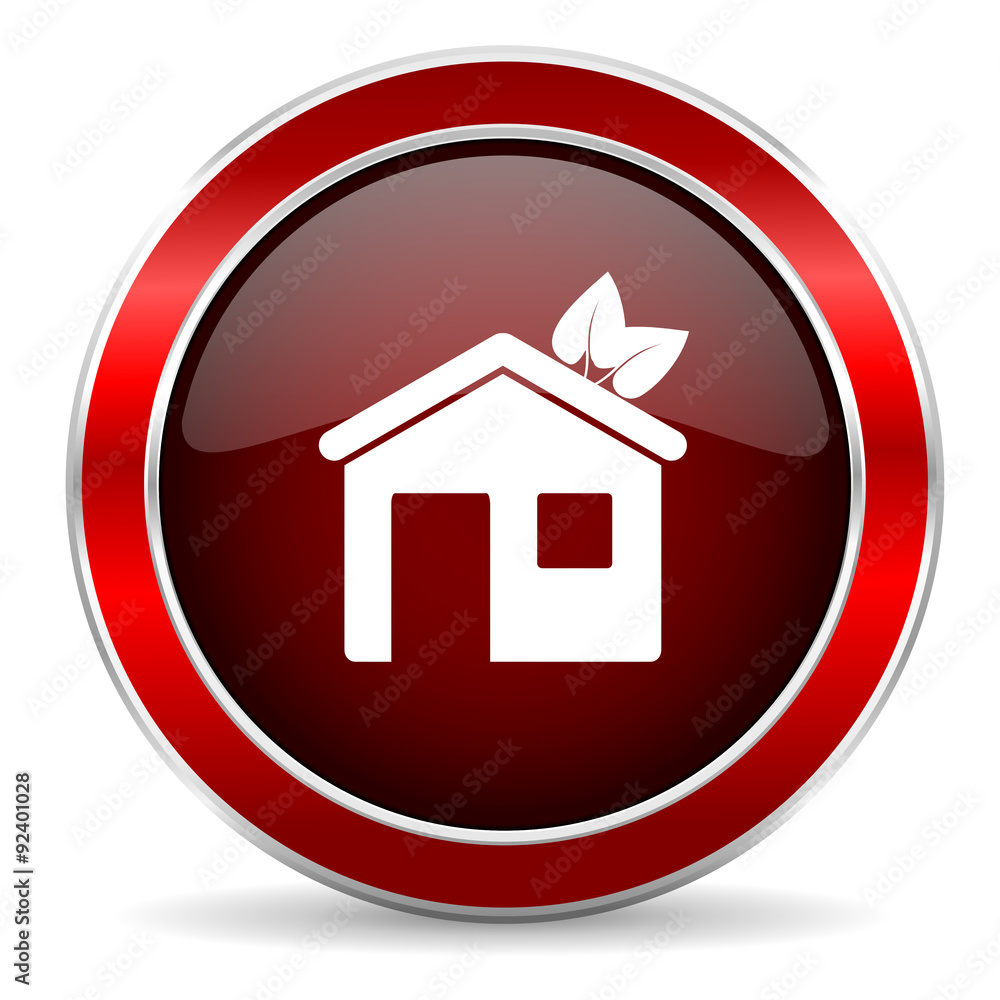 house red circle glossy web icon, round button with metallic border house red circle glossy web icon, round button with metallic border