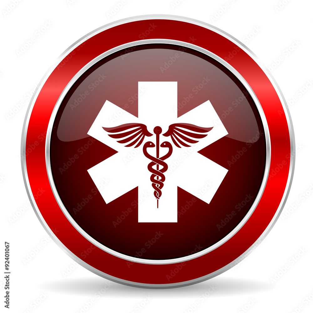 emergency red circle glossy web icon, round button with metallic border emergency red circle glossy web icon, round button with metallic border
