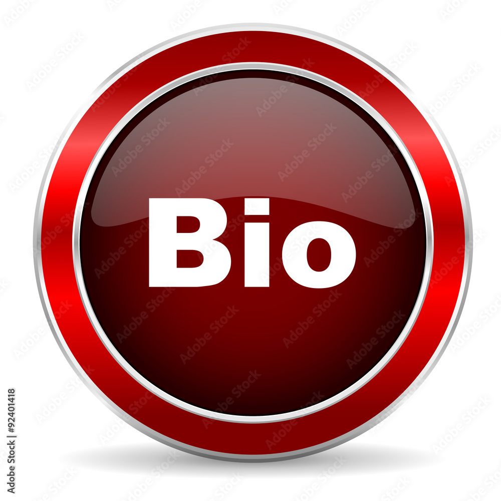 bio red circle glossy web icon, round button with metallic border bio red circle glossy web icon, round button with metallic border