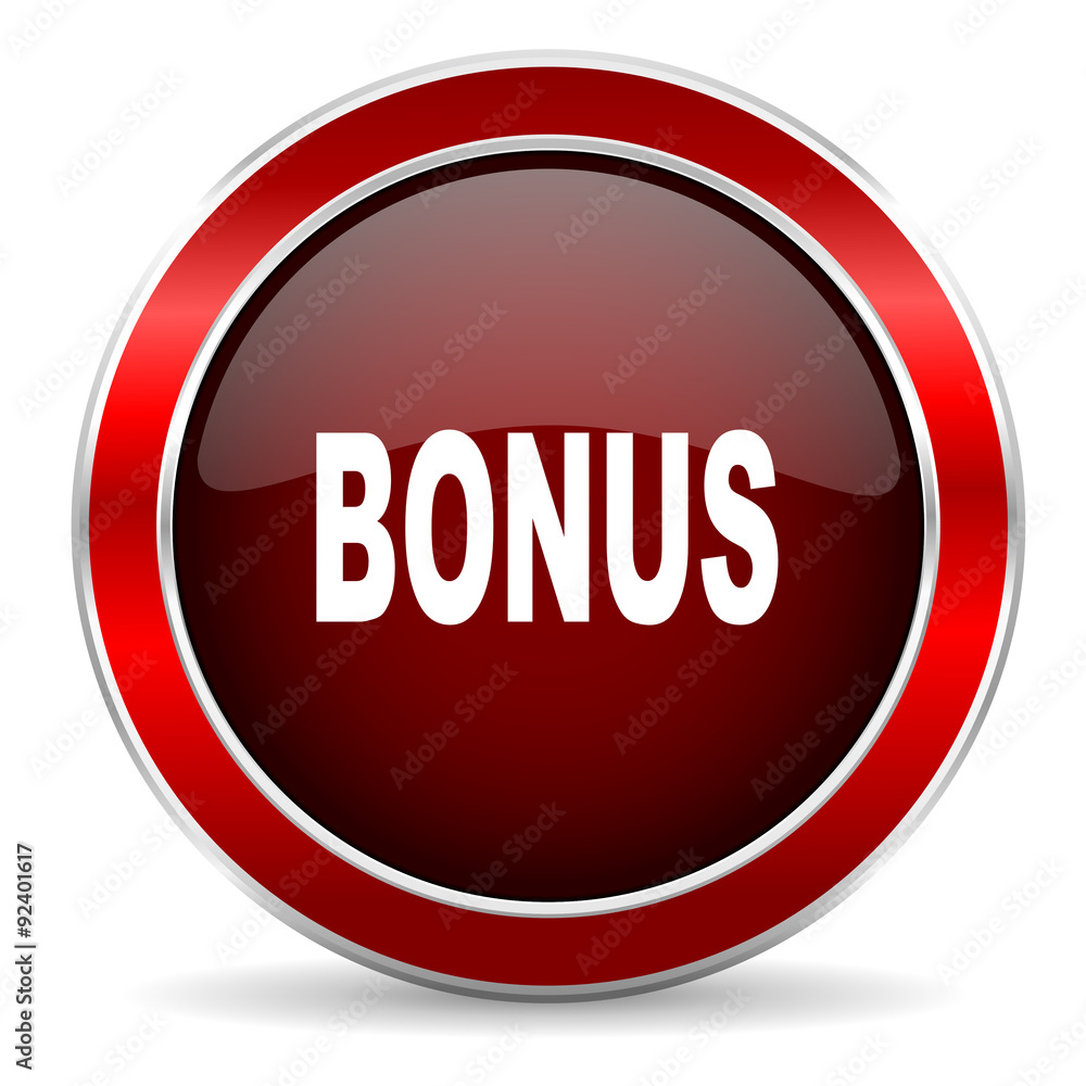 bonus red circle glossy web icon, round button with metallic border bonus red circle glossy web icon, round button with metallic border