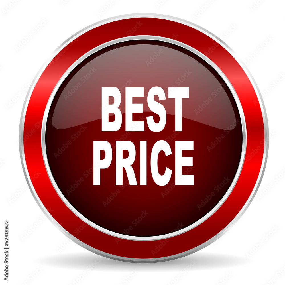 best price red circle glossy web icon, round button with metallic border best price red circle glossy web icon, round button with metallic border