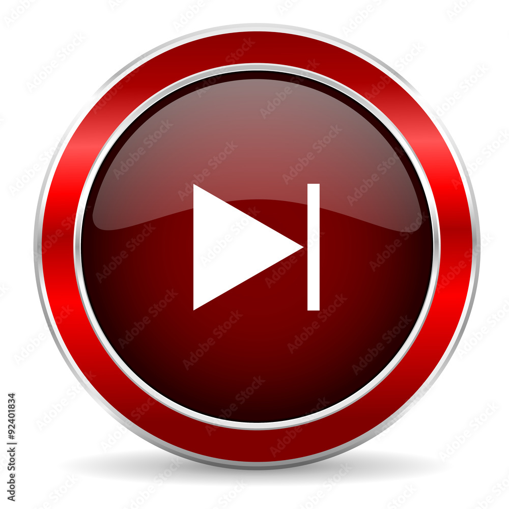 next red circle glossy web icon, round button with metallic border next red circle glossy web icon, round button with metallic border