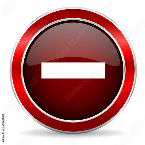 Free Download minus red circle glossy web icon, round button with metallic border - GFXLoad