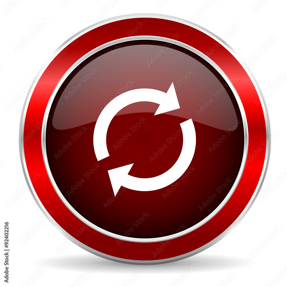 reload red circle glossy web icon, round button with metallic border reload red circle glossy web icon, round button with metallic border