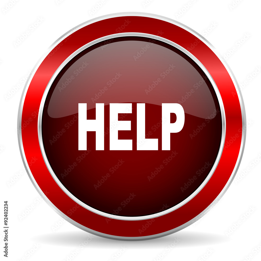 help red circle glossy web icon, round button with metallic border help red circle glossy web icon, round button with metallic border