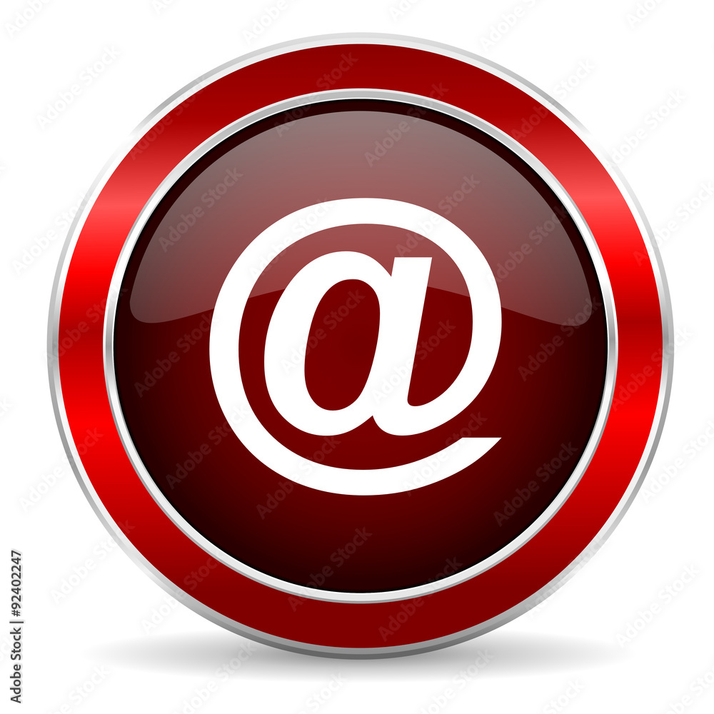 email red circle glossy web icon, round button with metallic border email red circle glossy web icon, round button with metallic border
