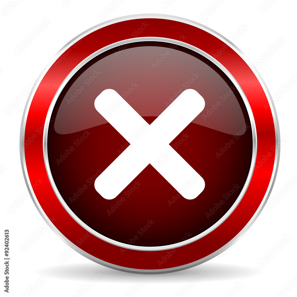cancel red circle glossy web icon, round button with metallic border cancel red circle glossy web icon, round button with metallic border