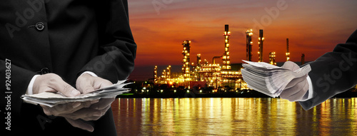 Make money from oil refinery business concept photo