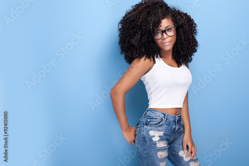 Beauty portrait of young african american girl. photo