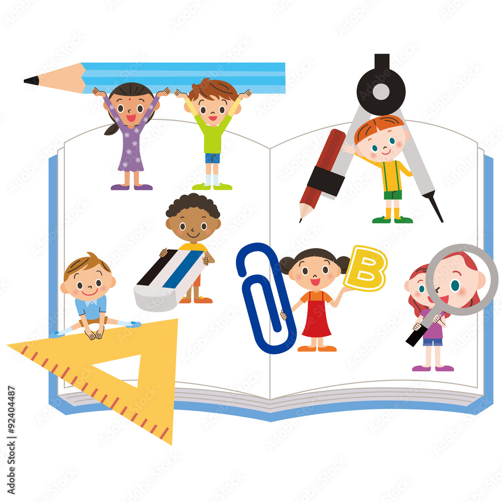 勉強道具と子供達 Stock Vector Adobe Stock