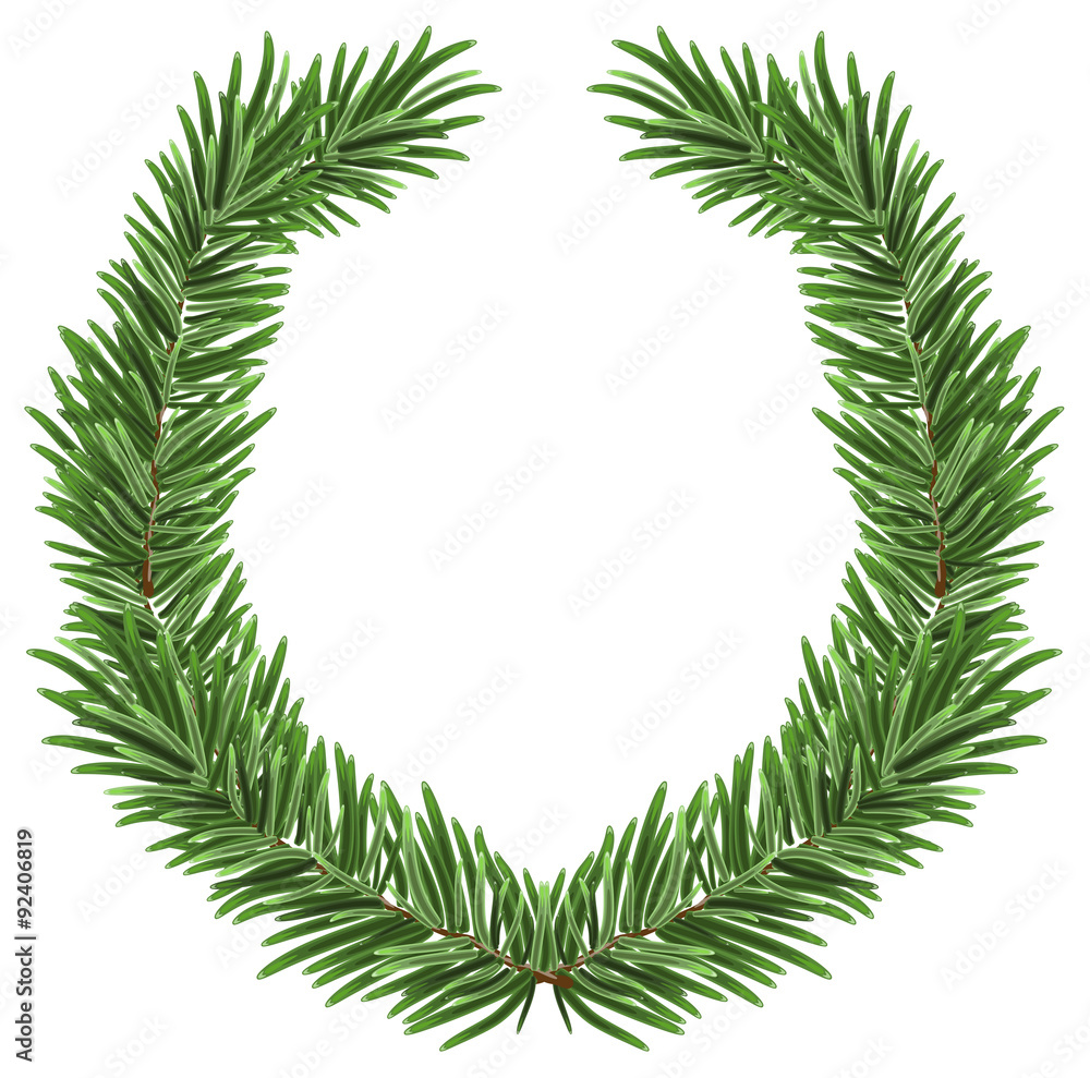 Fir wreath. Green lush spruce branch. Fir branches Fir wreath. Green lush spruce branch. Fir branches