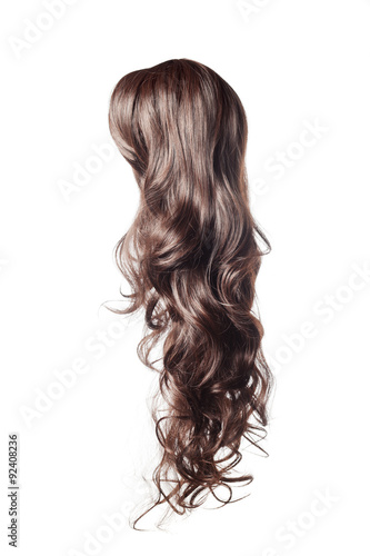 Obraz na plátně long curly gray wig on a white background