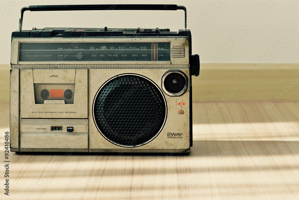 Obraz premium Dusty old radio with one cassette player