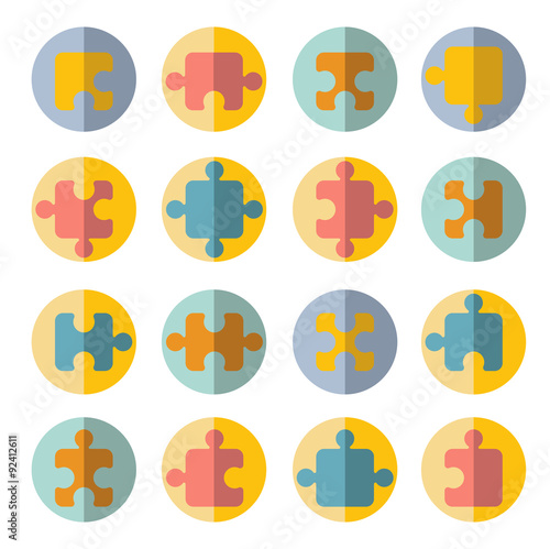 puzzle flat icon set