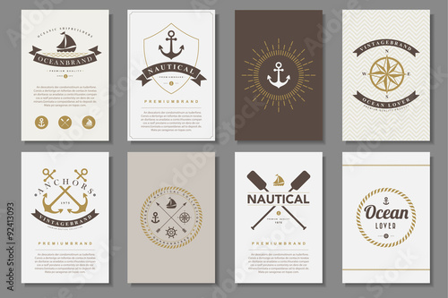 Set of  nautical brochures in vintage style