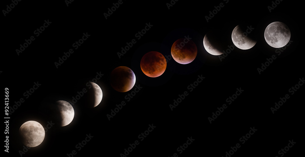 Fototapeta premium Phases of Supermoon Lunar Eclipse on September 27 2015
