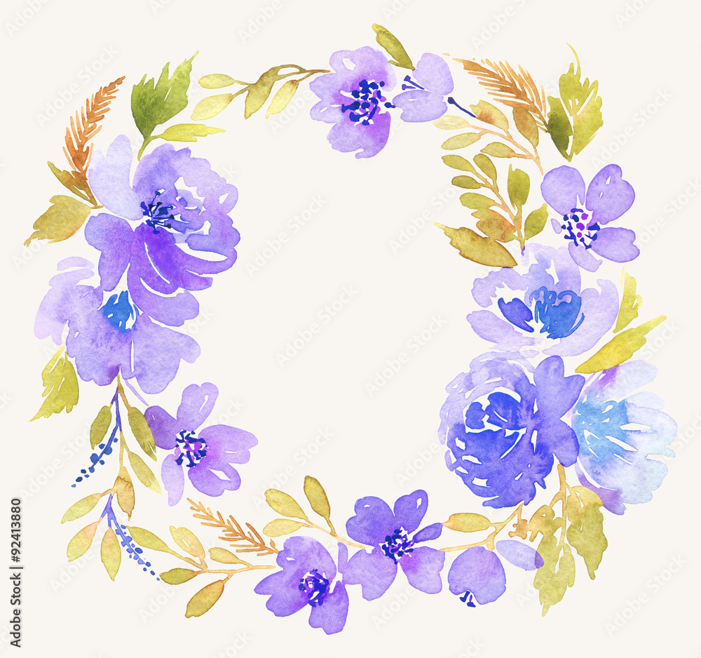 Wreath wedding watercolor. Handmade. Greeting card Wreath wedding watercolor. Handmade. Greeting card
