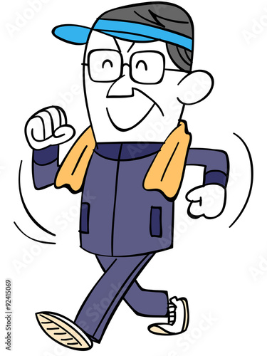 運動するおじさん