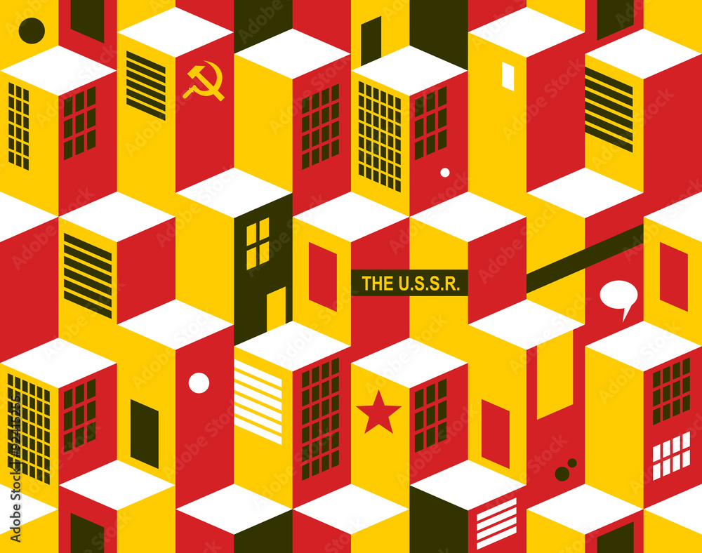 Seamless pattern with city buildings.