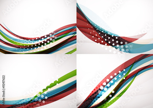 Set of abstract backgrounds. Elegant colorful decorated lines