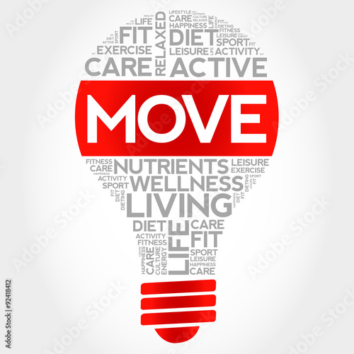 MOVE bulb word cloud, health concept