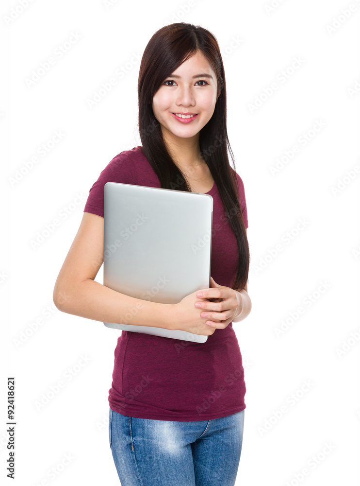 Woman hold with laptop computer Woman hold with laptop computer