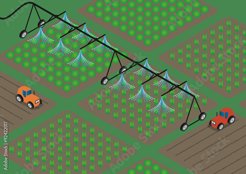 agriculture  and water sprinkler, image illustration
