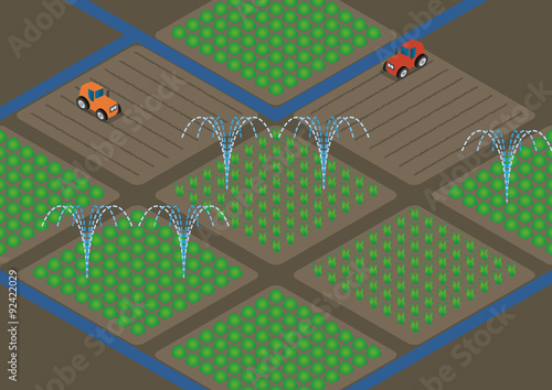 agriculture  and water sprinkler, image illustration