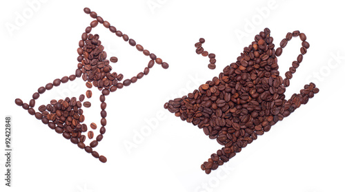 coffee beans - a falling hourglass with a cup