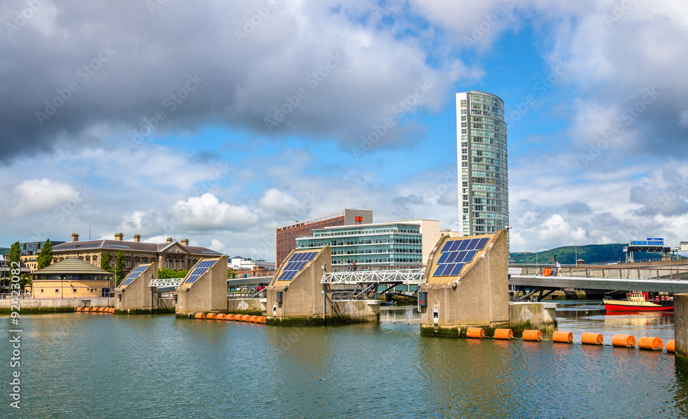 View of Belfast with the river Lagan - United Kingdom