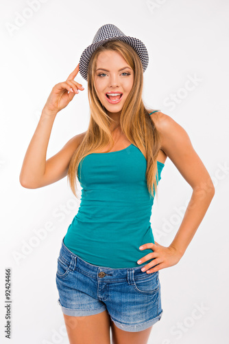 Slika na platnu Cute happy girl in a hat