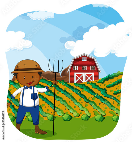 Farmer working in the farmland