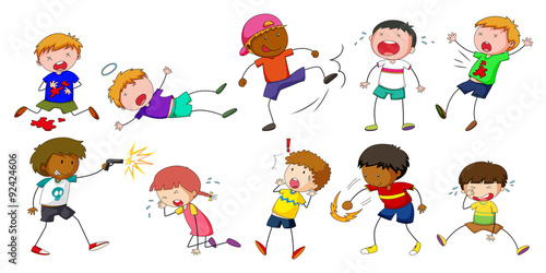 Boys doing different activities