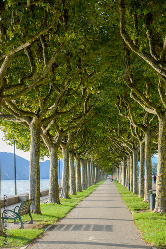 Esplanade au bord du lac du Bourget à Aix les Bains photo