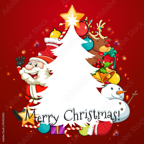 Merry Christmas card with Santa and tree