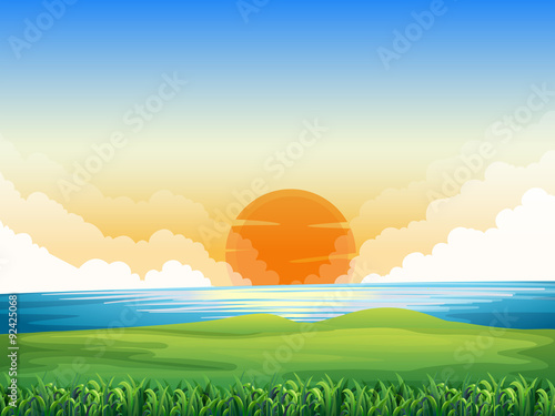 Nature scene with sunset