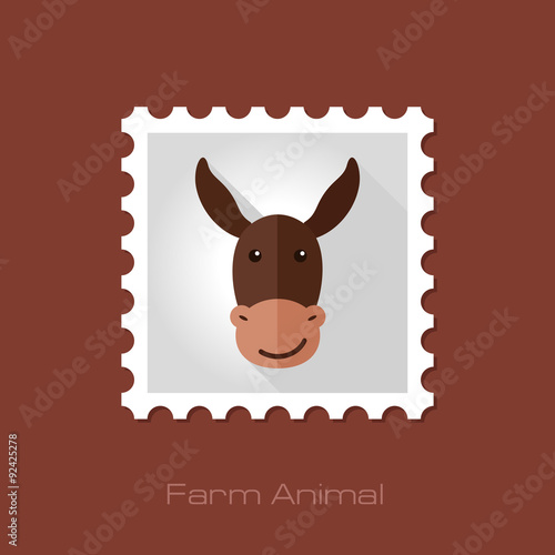 Donkey flat stamp. Animal head vector illustration
