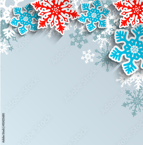 Abstract snowflakes  on gray background, winter concept