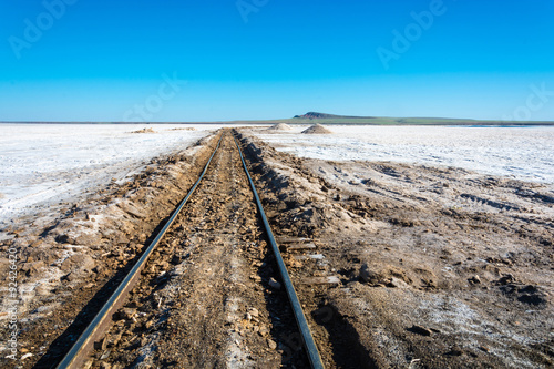 The railroad at lake Baskunchak.