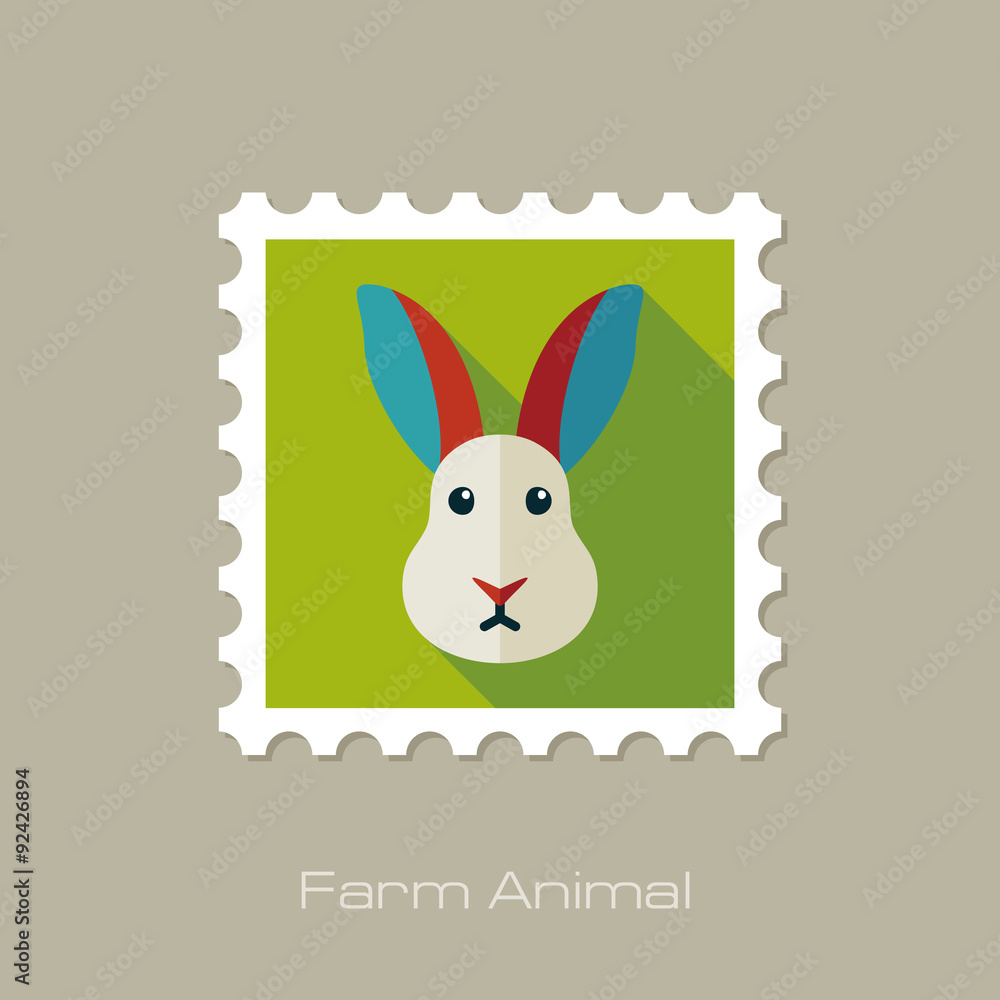 Obraz premium Rabbit flat stamp. Animal head vector illustration