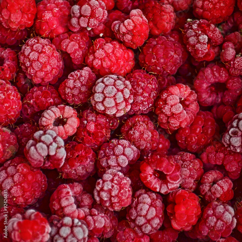 Frozen raspberry background