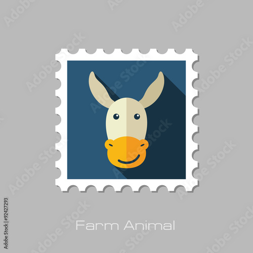 Donkey flat stamp. Animal head vector illustration
