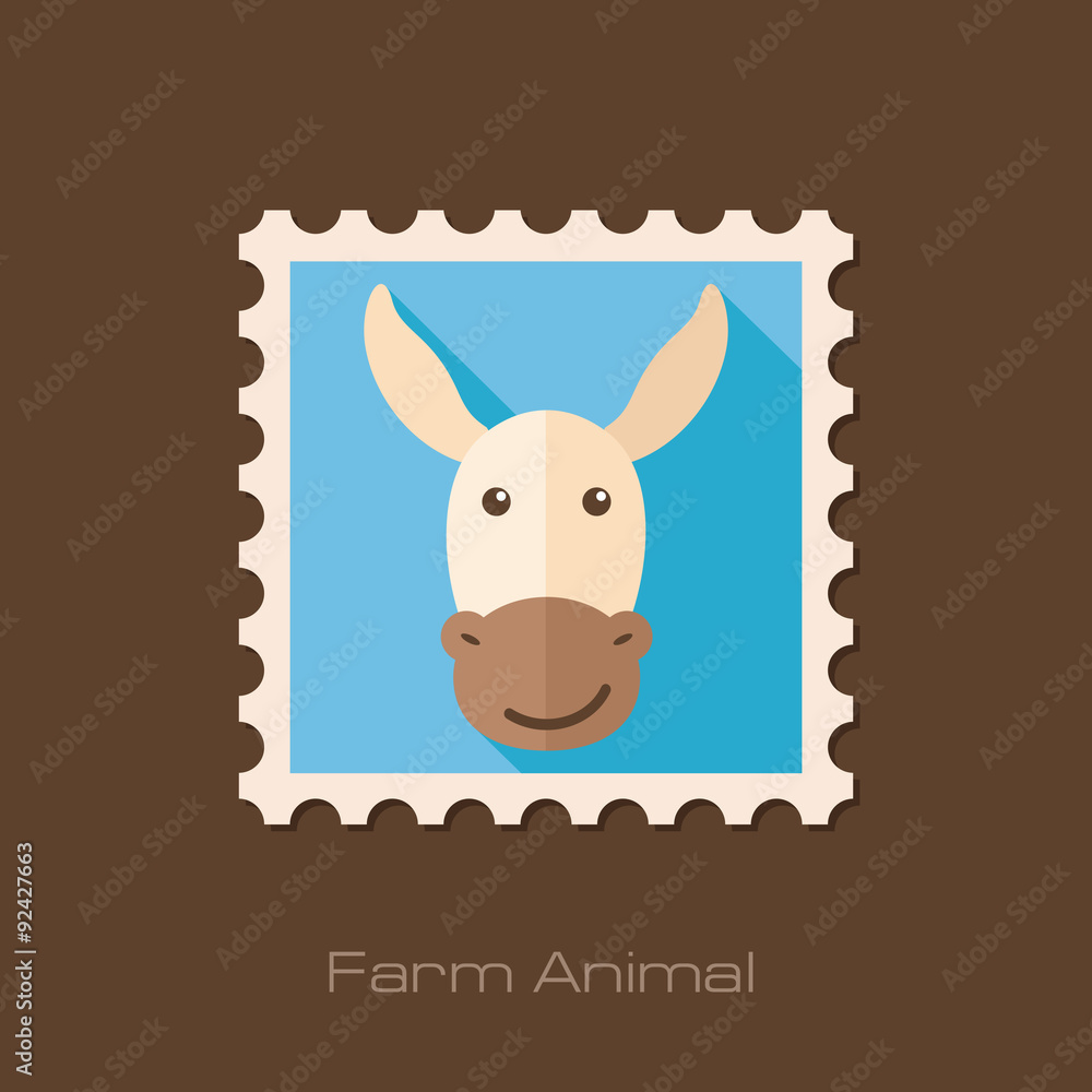Obraz premium Donkey flat stamp. Animal head vector illustration