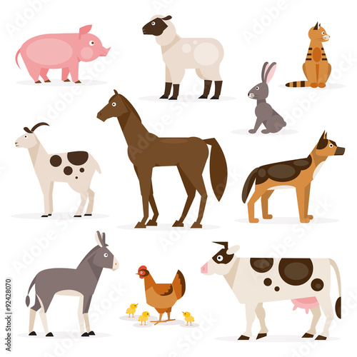 Set of farm animals. Vector Illustration