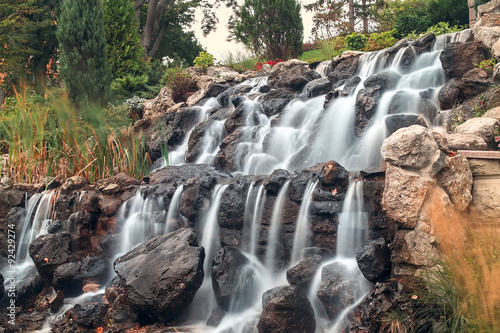 Hand made waterfall cascade with rocks