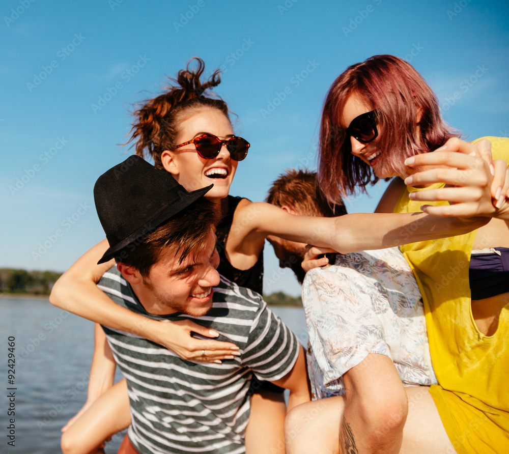 Hipster Couples At The Beach