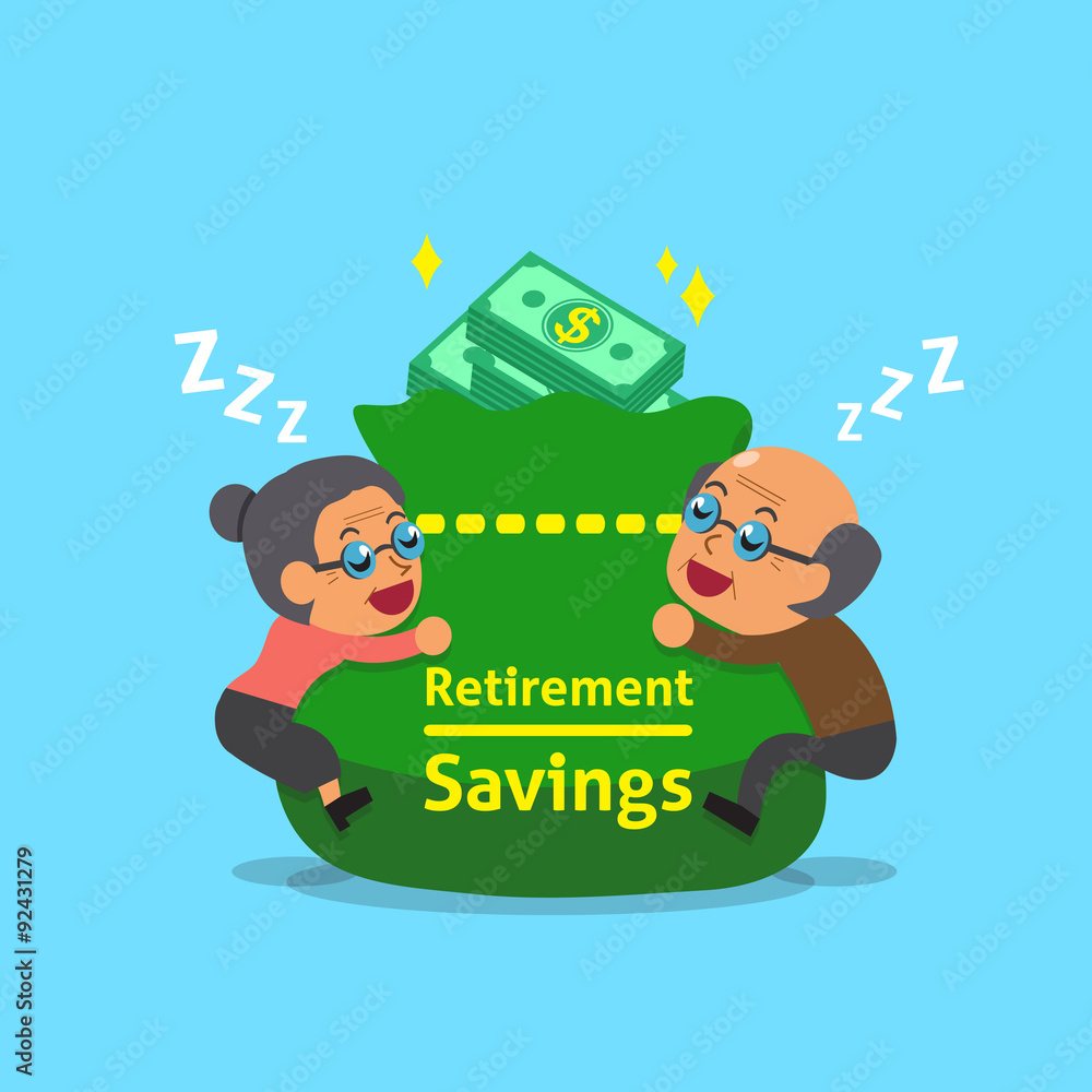 Cartoon old man and old woman falling asleep with retirement savings bag  Stock Vector | Adobe Stock