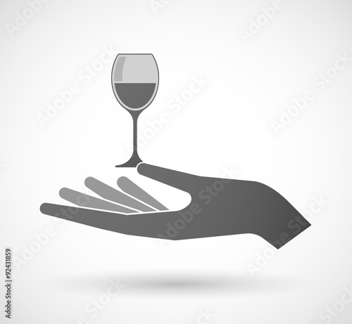 Isolated hand giving a cup of wine