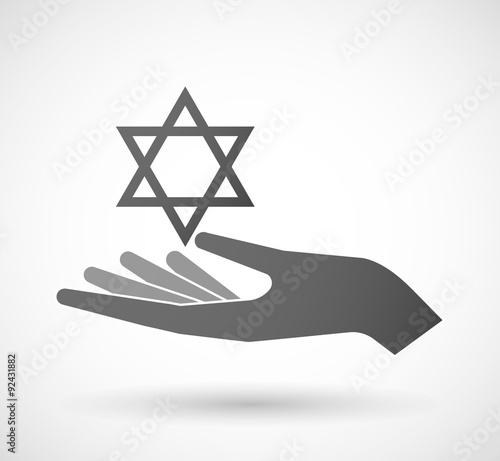 Isolated hand giving a David star